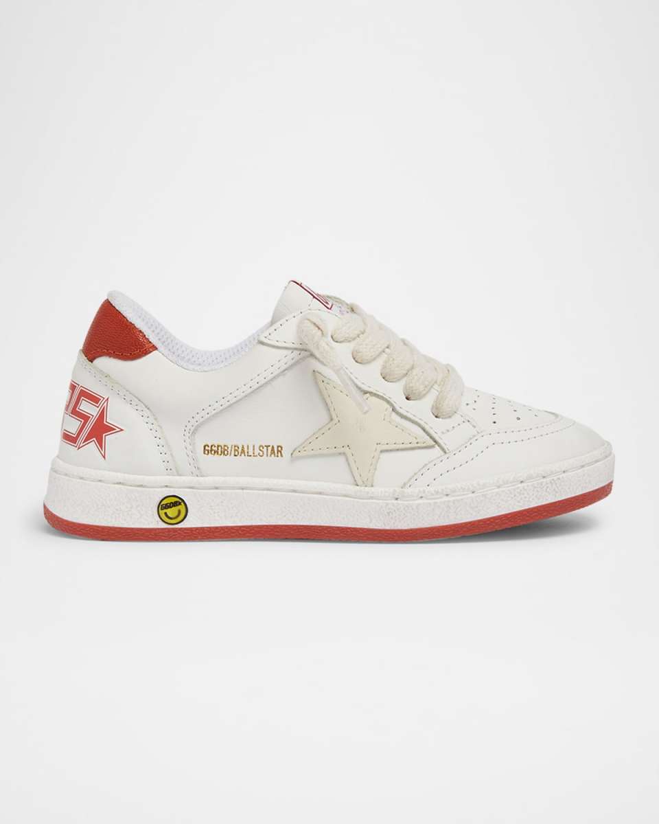 Kid's Ball Star Lace-Up Leather Sneakers, Baby/Toddler